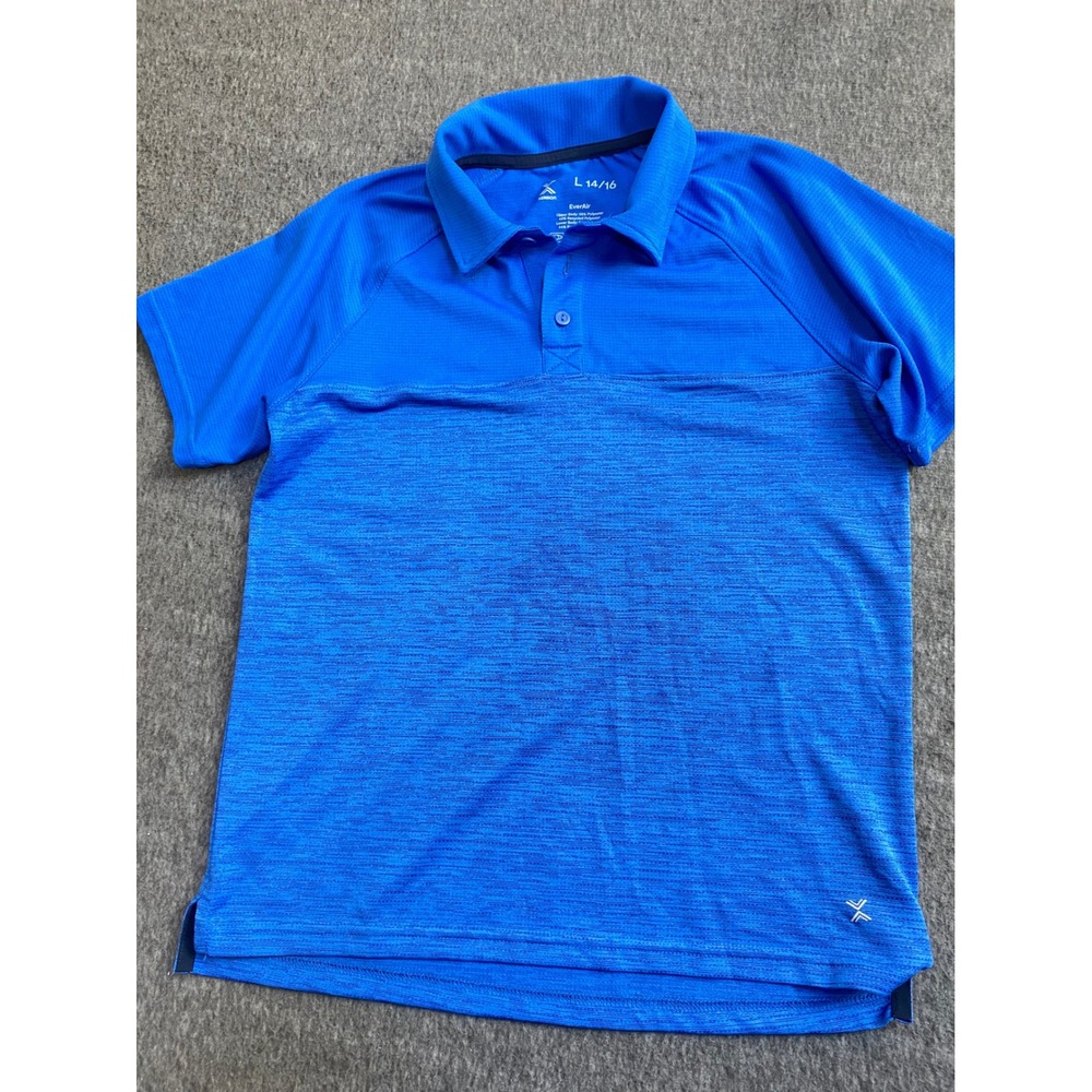 Xersion EverAir Boys Blue Short Sleeve Polo Shirt Size L 14/16 Activewear
